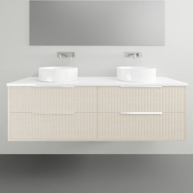 Timberline Emmett Apollo Wall Hung Vanity With Above Counter Basin - 1500mm Double Basin EMM-VCO-1500-D-W-AP | The Blue Space