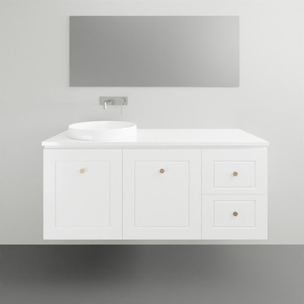 Timberline Nevada Classic Wall Hung Vanity with Silksurface Top - 1200mm left bowl | The Blue Space