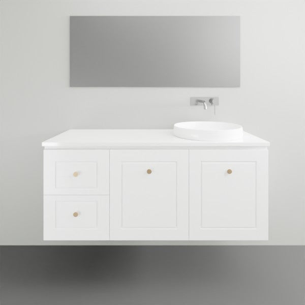 Timberline Nevada Classic Wall Hung Vanity with Silksurface Top - 1200mm right bowl | The Blue Space