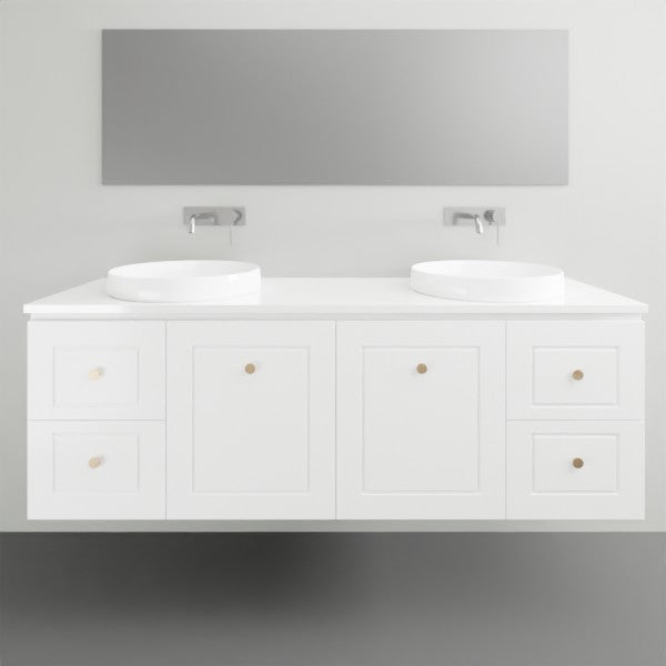 Timberline Nevada Classic Wall Hung Vanity with Silksurface Top - 1500mm double bowl | The Blue Space