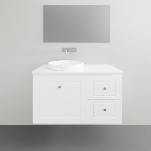 Timberline Nevada Classic Wall Hung Vanity with Silksurface Top - 900mm left bowl | The Blue Space