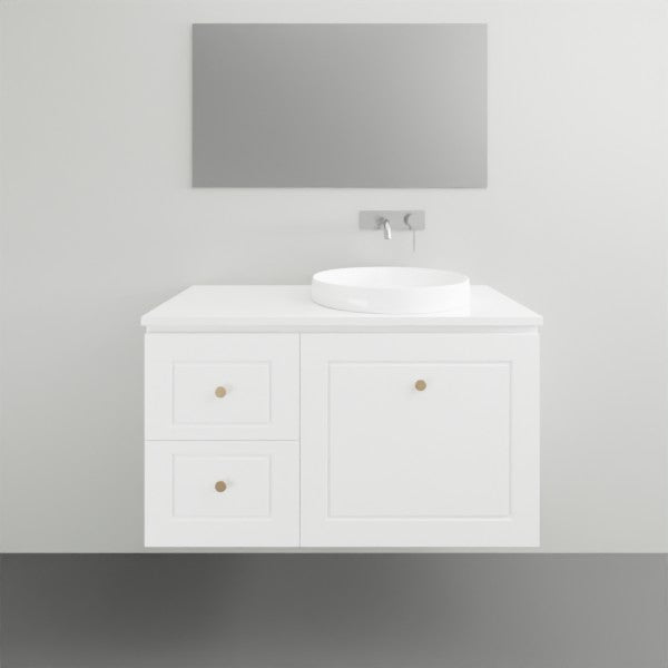 Timberline Nevada Classic Wall Hung Vanity with Silksurface Top - 900mm right bowl | The Blue Space