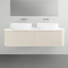 Timberline Santos Dockland Wall Hung Vanity with Silk Surface Top and Above Counter Basin - 1500mm Double Basin | The Blue Space