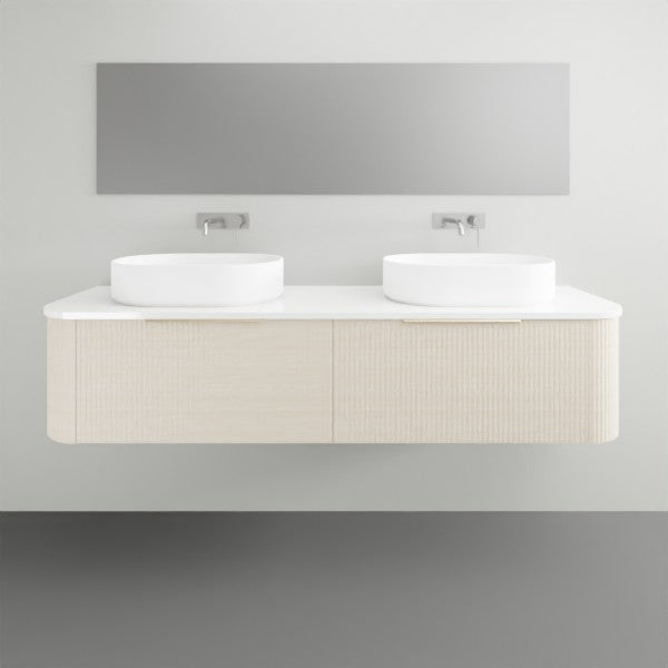 Timberline Santos Dockland Wall Hung Vanity with Silk Surface Top and Above Counter Basin - 1800mm Double Basin | The Blue Space