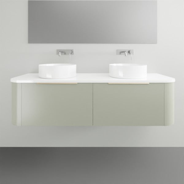 Timberline Santos Flat Wall Hung Vanity with Silk Surface Top and Basin - 1500mm Double Basin | The Blue Space