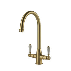 Turner Hastings Ludlow Double Sink Mixer - Brushed Brass LU103DM-BB - The Blue Space