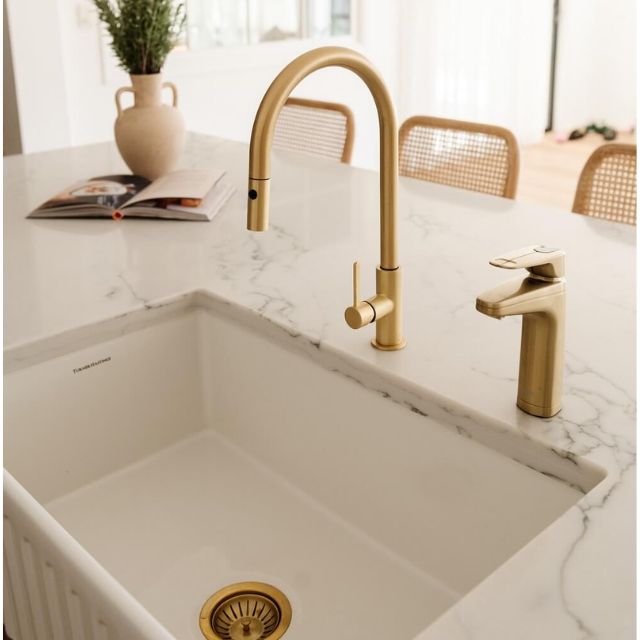 Turner Hastings Naples Pull Out Sink Mixer - Brushed Brass