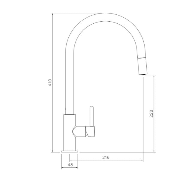 Turner Hastings Naples Pull Out Sink Mixer - Brushed Brass