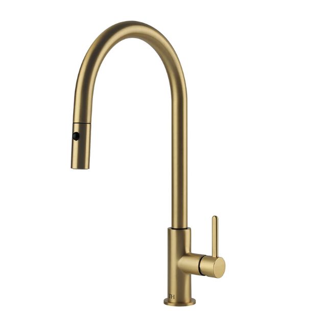 Turner Hastings Naples Pull Out Sink Mixer - Brushed Brass