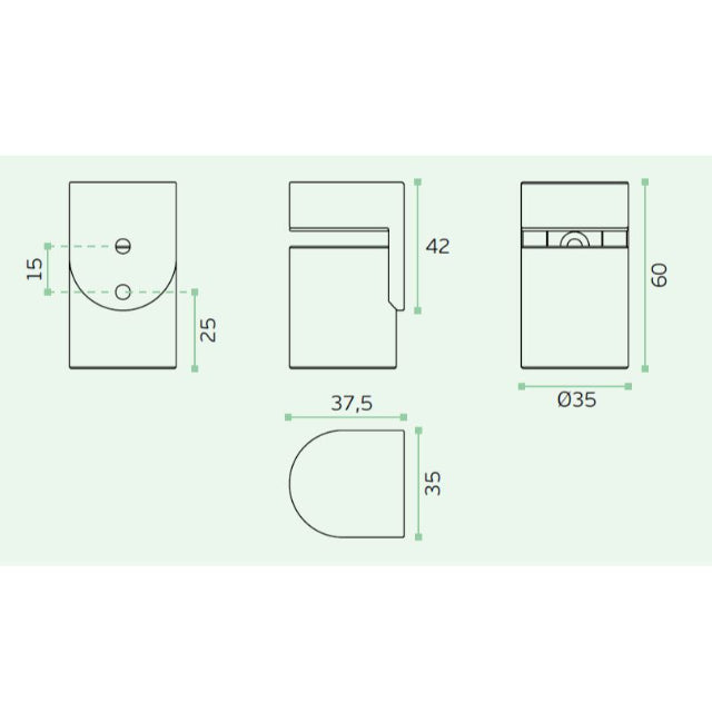 Technical Drawing Zanda Magnetic Door Stop 316 Stainless Steel 10503.SS - The Blue Space