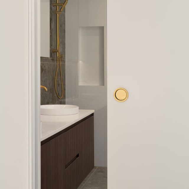 Lifestyle Zanda Round Cavity Sliding Passage Door Handle Kit Satin Brass 5326.SB - The Blue Space