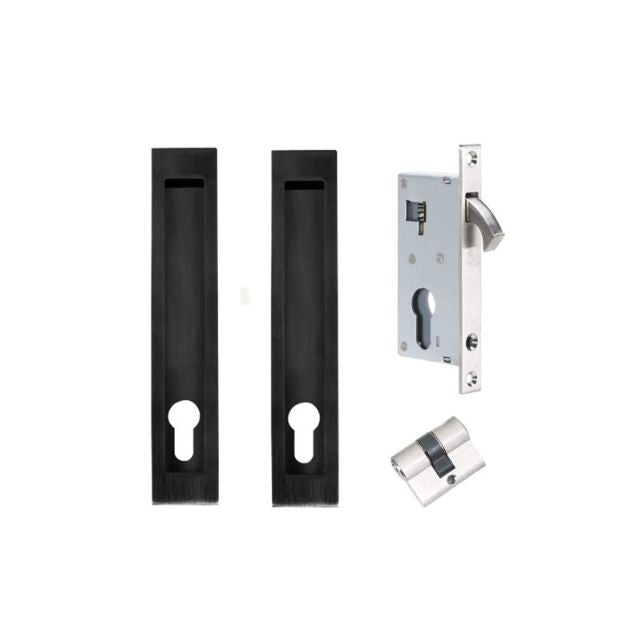 Zanda Verve Narrow Sliding Door Lock Kit 200 x 37mm Matte Black