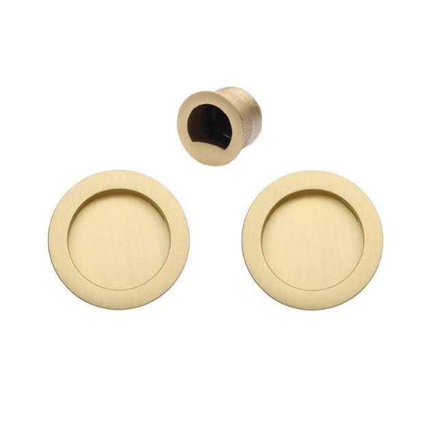 Zanda Visca Round Flush Pull Kit Satin Brass - The Blue Space