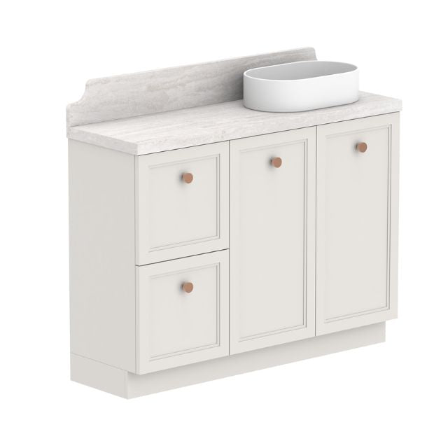 ADP Mabel Ensuite Floor Standing Vanity With Durasein Benchtop - 1200mm Right Basin MABECW1200WKRDU | The Blue Space