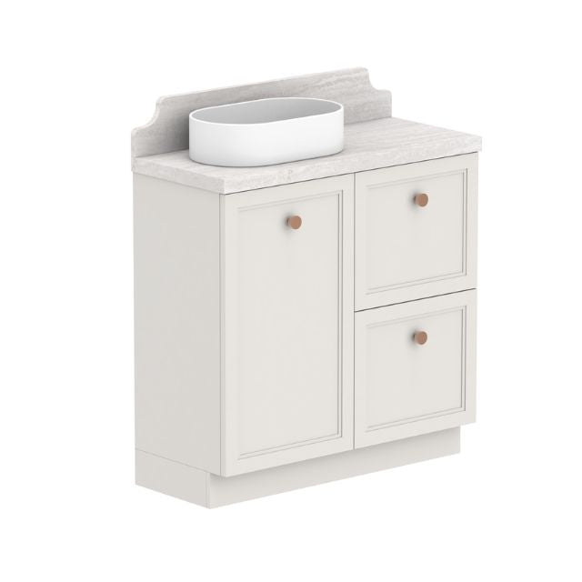 ADP Mabel Ensuite Floor Standing Vanity With Durasein Benchtop - 900mm Left Basin MABECW0900WKLDU | The Blue Space