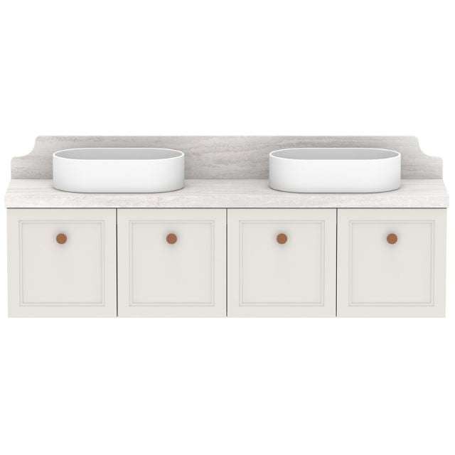 ADP Mabel Ensuite Wall Hung Vanity With Cherry Pie Premium Solid Surface Benchtop - 1500mm Double Basin MABECS1500WHDCP | The Blue Space