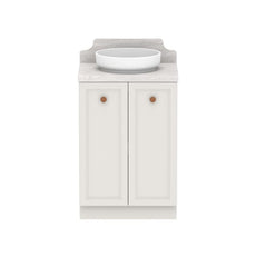 ADP Mabel Floor Standing Vanity With Cherry Pie Premium Solid Surface Benchtop - 600mm Single Basin MABFDW0600WKCCP | The Blue Space