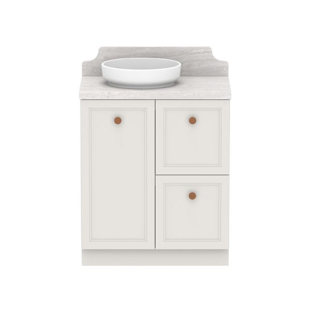 ADP Mabel Floor Standing Vanity With Cherry Pie Premium Solid Surface Benchtop - 750mm Left Offset Basin MABFCW0750WKLCP | The Blue Space