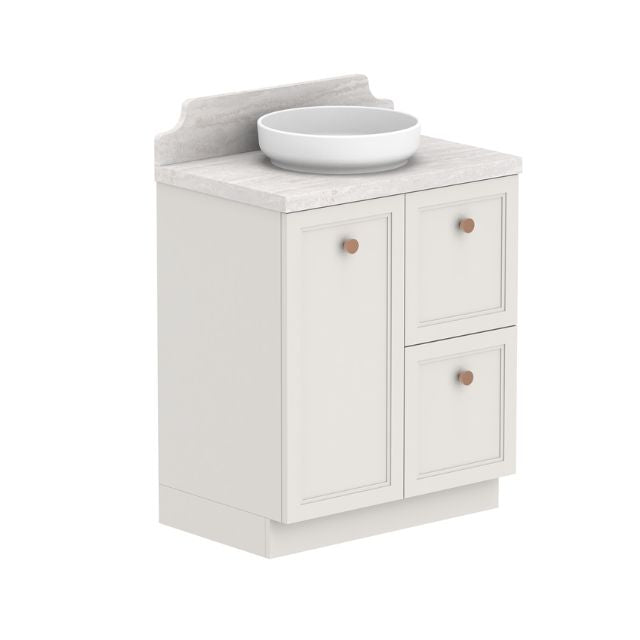 ADP Mabel Floor Standing Vanity With Cherry Pie Premium Solid Surface Benchtop - 750mm Single Basin MABFCW0750WKCCP | The Blue Space