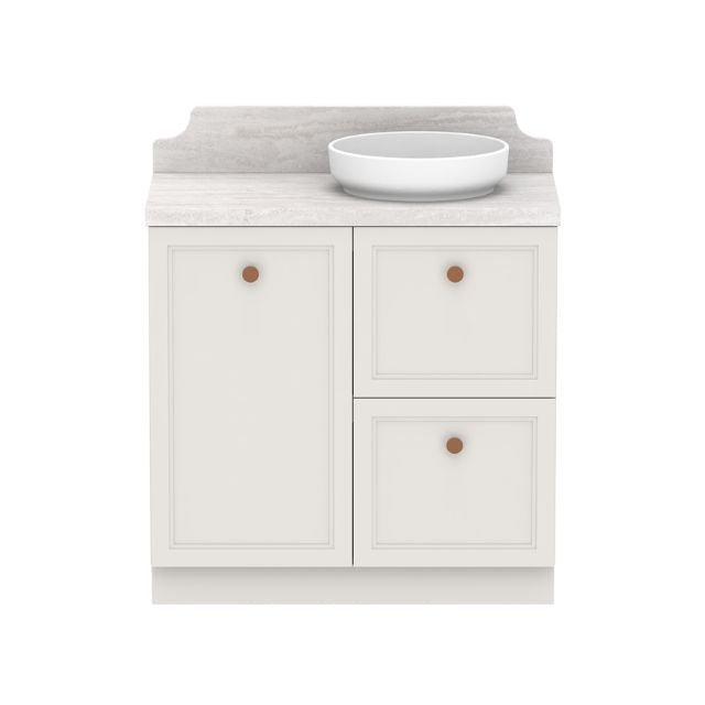 ADP Mabel Floor Standing Vanity With Cherry Pie Premium Solid Surface Benchtop - 900mm Right Offset Basin MABFCW0900WKRCP | The Blue Space