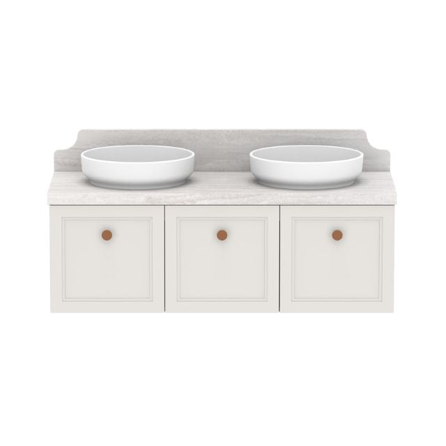 ADP Mabel Wall Hung Vanity With Cherry Pie Premium Solid Surface Benchtop - 1200mm Double Basin MABFCS1200WHDCP | The Blue Space