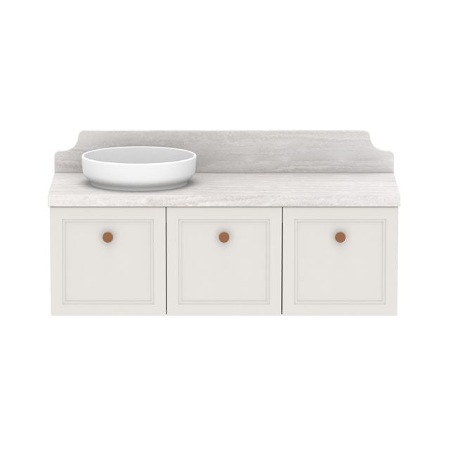 ADP Mabel Wall Hung Vanity With Cherry Pie Premium Solid Surface Benchtop - 1200mm Left Offset Basin MABFCS1200WHLCP | The Blue Space