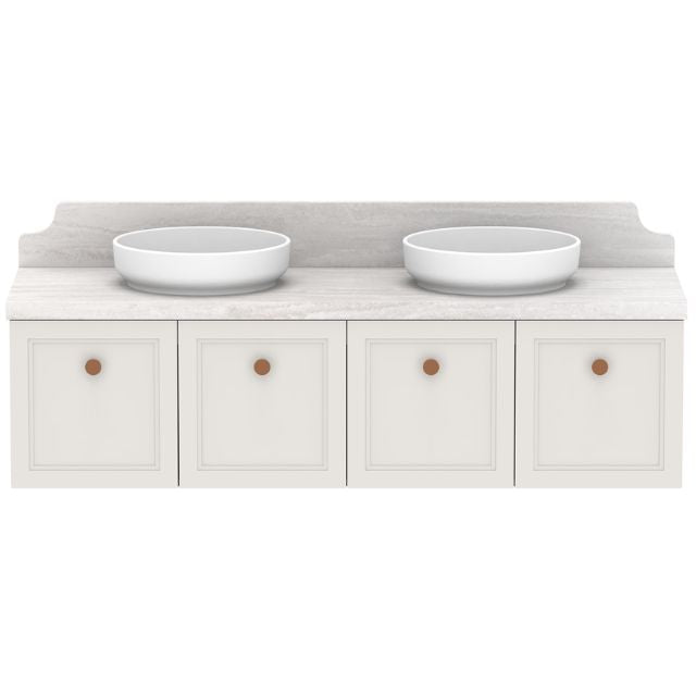 ADP Mabel Wall Hung Vanity With Cherry Pie Premium Solid Surface Benchtop - 1500mm Double Basin MABFCS1500WHDCP | The Blue Space