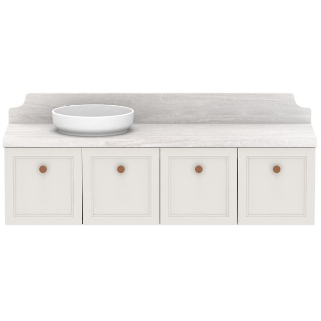 ADP Mabel Wall Hung Vanity With Cherry Pie Premium Solid Surface Benchtop - 1500mm Left Offset Basin MABFCS1500WHLCP | The Blue Space