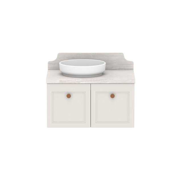 ADP Mabel Wall Hung Vanity With Cherry Pie Premium Solid Surface Benchtop - 750mm Left Offset Basin MABFCS0750WHLCP | The Blue Space