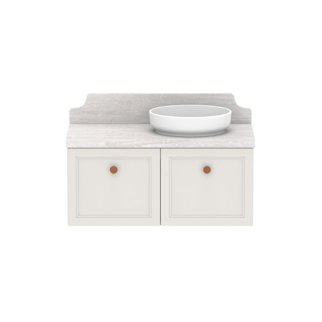 ADP Mabel Wall Hung Vanity With Cherry Pie Premium Solid Surface Benchtop - 900mm Right Offset Basin MABFCS0900WHRCP | The Blue Space