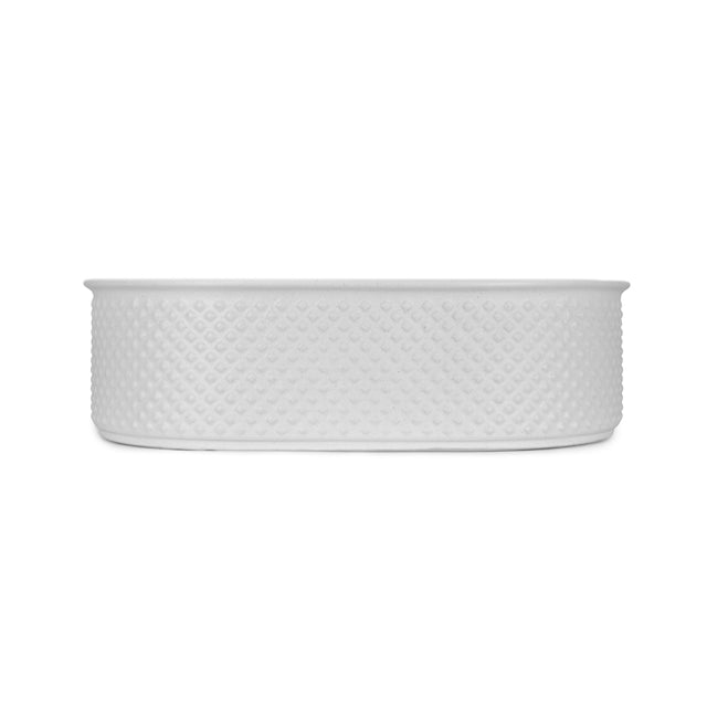 Bao Pill 500mm Above Counter Diamond Embossed Basin - Matte White Textured  | The Blue Space