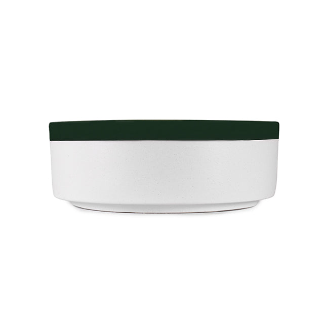 Bao Round 370mm Matte White Texture and Dark Green Above Counter Basin  | The Blue Space