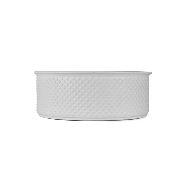 Bao Round 380mm Above Counter Diamond Embossed Basin - Matte White Textured  | The Blue Space