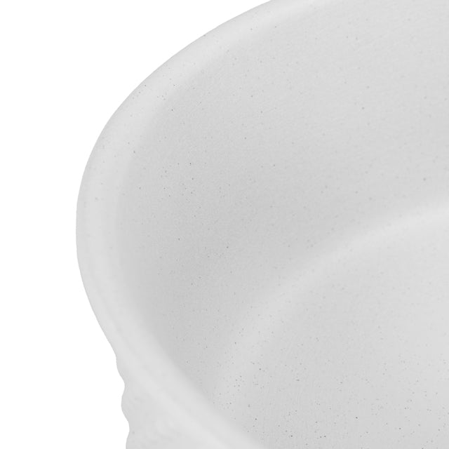 Bao Round 380mm Above Counter Diamond Embossed Basin - Matte White Textured  | The Blue Space