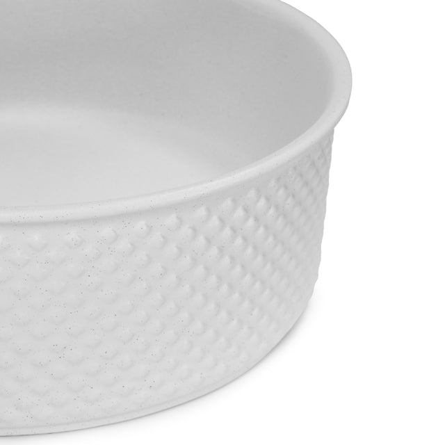 Bao Round 380mm Above Counter Diamond Embossed Basin - Matte White Textured  | The Blue Space