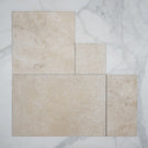 Beige Amara Travertine Tile Matt French Pattern Porcelain  | The Blue Space