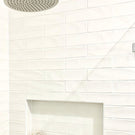 Bianco Rylee Subway Tile Textured Gloss 75 x 300 x 9mm Italian Ceramic  | The Blue Space