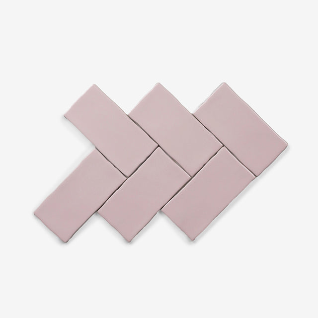 Blush Luca Hand Made Gloss Subway Tile 75 x 150 x 8mm  | The Blue Space