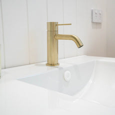 Lifestyle Caroma Liano II Basin Mixer Brushed Brass - The Blue Space