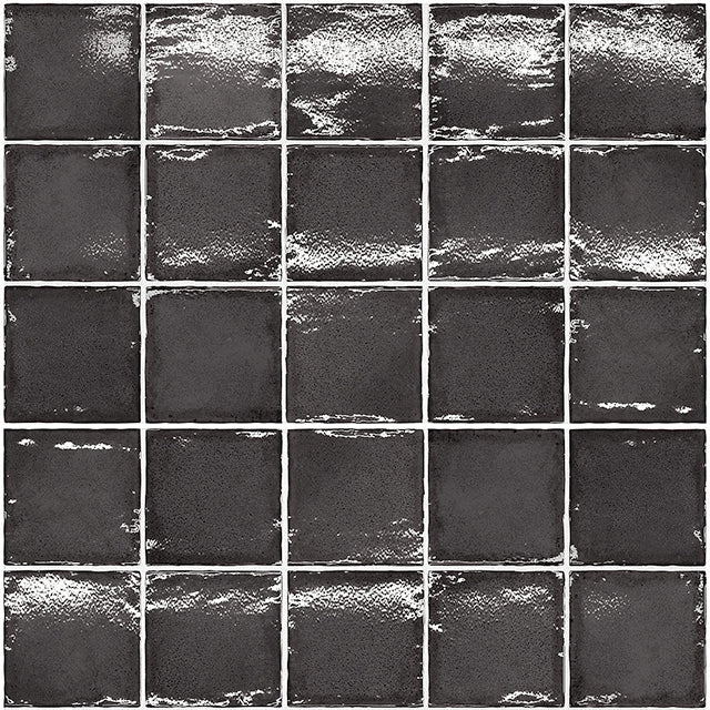 Charcoal Dianna Zellige Tile 100 x 100 x 9mm Spanish Ceramic  | The Blue Space