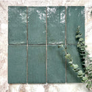 Dark Green Dianna Hand Made Subway Tile 75 x 150 x 9mm Spanish Ceramic  | The Blue Space