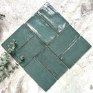 Dark Green Dianna Hand Made Subway Tile 75 x 150 x 9mm Spanish Ceramic  | The Blue Space