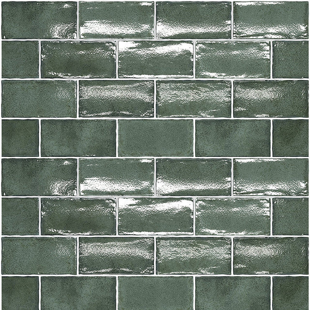 Dark Green Dianna Hand Made Subway Tile 75 x 150 x 9mm Spanish Ceramic  | The Blue Space