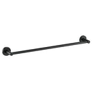 Indigo ciara matte black towel rail 800mm with round backplate and rounded design. Affordable matte black bathroom accessories