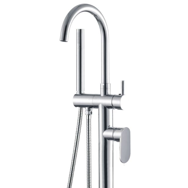 Close Fienza Empire Floor Mounted Bath Mixer With Hand Shower 221113 - The Blue Space