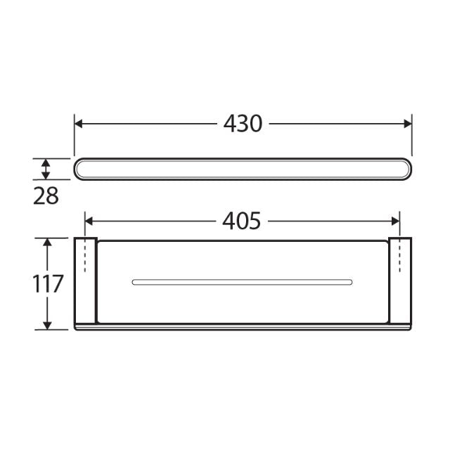 Technical Drawing Fienza Empire Shelf Chrome 88807 - The Blue Space