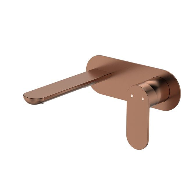 Fienza Empire Slim Basin/Bath Wall Mixer Set Oval Plate 160mm Brushed Copper 234106CO-LF - The Blue Space