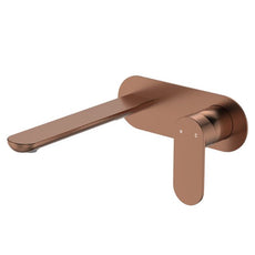 Fienza Empire Slim Basin/Bath Wall Mixer Set Oval Plate 200mm Brushed Copper 234106CO-200-LF - The Blue Space