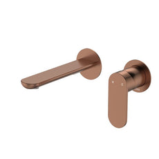 Fienza Empire Slim Basin/Bath Wall Mixer Set Round Plates 160mm Brushed Copper 234104CO-LF - The Blue Space