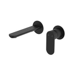 Fienza Empire Slim Basin/Bath Wall Mixer Set Round Plates 160mm Matte Black 234104B-LF - The Blue Space